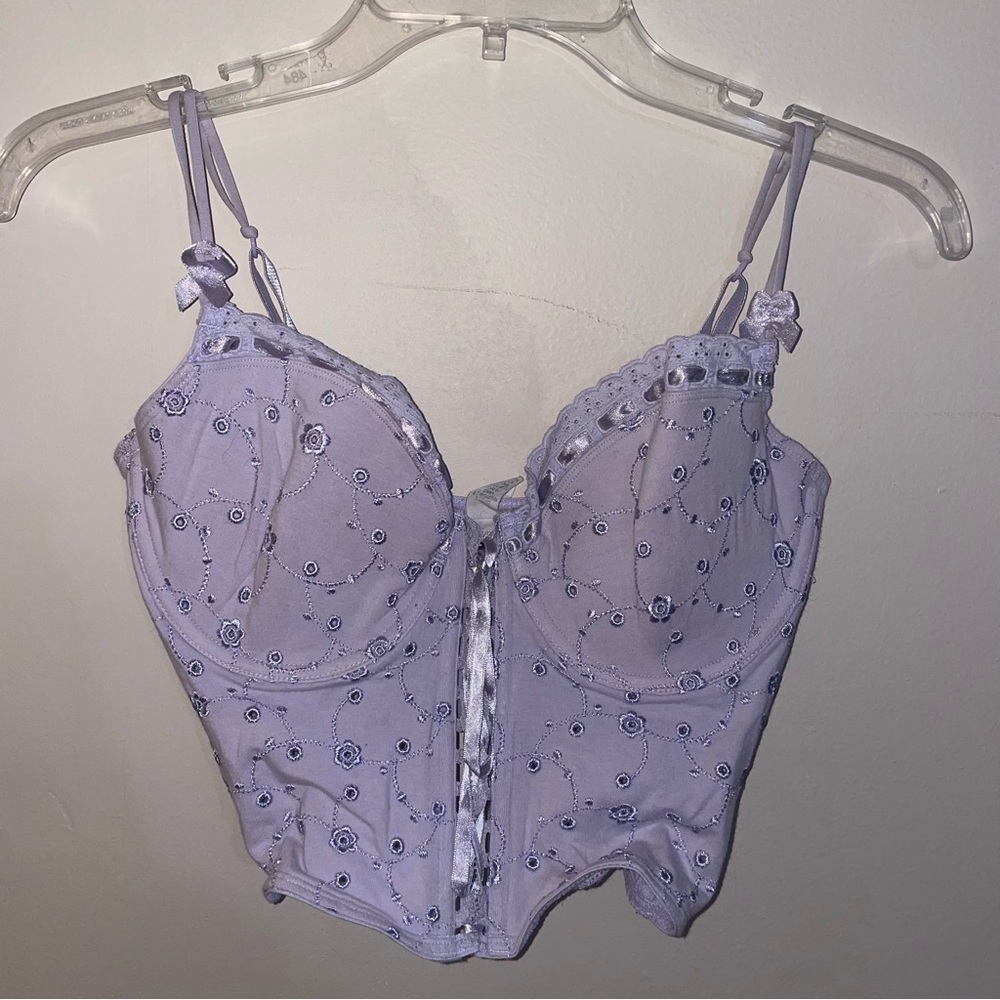 Secret Treasures Lilac Floral Embroidered Lace Bustier